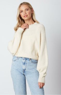 Cheap Cream V-neck Top, Oversized Crew Neck Cropped Sweater, Cozy Knit Cropped Sweater With Ribbed Cuffs, Oversized Knit Cropped Sweater With Crew Neck, Cozy Crew Neck Cropped Sweater For Fall, Oversized Chunky Knit Cropped Sweater, Oversized Chunky Knit Crew Neck Cropped Sweater, Trendy Cream Cropped Soft Knit Sweater, Cozy Slouchy Crew Neck Sweater