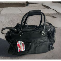 Comp Usa Buttery Soft Black Leather 17" Tote Duffle Bag Suitcase Duffle Classy Classic Black Travel Bag For Trips, Black Satchel For Overnight Trips With Large Capacity, Black Rectangular Soft Leather Weekender Bag, Black Satchel With Luggage Sleeve For Overnight Trips, Black Leather Luggage With Adjustable Strap, Black Soft Leather Rectangular Weekender Bag, Classic Black Shoulder Bag For Overnight Trips, Black Soft Leather Satchel Travel Bag, Large Capacity Black Satchel For Trip