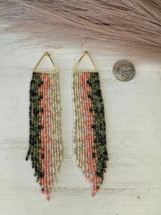 Rainbow Trout Earrings - Etsy Adjustable Triangle Beaded Earrings, Adjustable Triangle Beaded Jewelry, Adjustable Triangular Beaded Jewelry, Bohemian Triangle Beaded Earrings, Bohemian Triangle Jewelry With Dangling Beads, Trout Earrings, Supervisor Gifts, Rainbow Trout, Native American Fashion