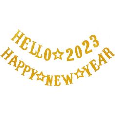 happy new year banner with gold foil lettering