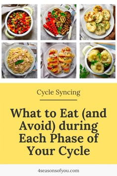 Cycle syncing your food can be life changing. By following a hormone balancing diet during the different phases of menstrual cycle, you can minimize those annoying PMS symptoms you get before your period and balance hormones naturally. Healthy eating, cycle synching, cycle syncing diet, menstrual phase foods, period seasons | period cycle phases Period Cycle Phases, Menstrual Phase Foods, Cycle Phases, Menstrual Phase