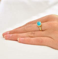 "Unique set of two handmade gold rings. One Turquoise 14k solid gold ring and: Beautiful Turquoise stone set in high gold bezel. The ring is 14k yellow gold, with oval bezel. The Turquoise cabochon gemstone is a beautiful, blue, shining stone that contrasts with the yellow of the gold. One 14k solid gold balls ring: This 14k gold ring is dainty and delicate....accordingly the gold balls are tiny. This set of rings ring can be a romantic gift, or a gift for a daughter, mother, wife or anyone you Gold Turquoise Ring With Birthstone For Anniversary, Gold Hallmarked Turquoise Ring Fine Jewelry, Gold Turquoise Ring Hallmarked Fine Jewelry, Gold Turquoise Ring For Wedding, Fine Jewelry, Gold Turquoise Ring For Wedding, Fine Jewelry Turquoise Ring In Yellow Gold, Fine Jewelry Hallmarked Turquoise Ring In Yellow Gold, Fine Jewelry Hallmarked Yellow Gold Turquoise Ring, Heirloom Style Gold Turquoise Ring As Gift