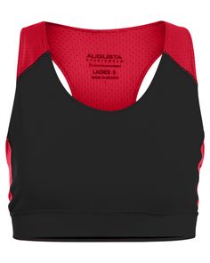 a women's red and black sports bra top