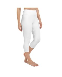 Whiter than Snow, Solid White Yoga Capri Leggings These Solid White Yoga Capris are incredibly flattering and a super versatile piece to add to your collection. As you know white is the easiest shade to style, you can wear these as a white on white outfit or pair it back with colors and prints. Made to mould to your body and support your every move. Made from highest quality material: the Gearbunch Solid White Yoga Capris are 100% handmade, squat proof, super soft and comfortable. Make these your next best yoga leggings, workout tights, or everyday pant Be Happy, Be Bright, Be You with Gearbunch White Stretch Moisture-wicking Bottoms, White Knee-length Capris For Spring, Stretch White Moisture-wicking Bottoms, White Knee-length Spring Capris, White Knee-length Capris For Summer, Fitted White Bottoms With Moisture-wicking, White Moisture-wicking Mid-thigh Bottoms, White Capris For Summer, Versatile White Moisture-wicking Bottoms