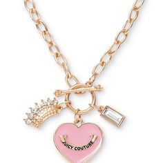 New With Tags. Pink Jewelry With Logo Charm For Gifts, Trendy Pink Gold Jewelry For Party, Trendy Pink Charm Necklace, Pink Metal Jewelry Fashion Accessory, Pink Metal Jewelry As Fashion Accessory, Trendy Pink Necklace With Charms, Trendy Pink Jewelry With Charms, Pink Heart-shaped Jewelry With Lobster Clasp, Pink Metal Chain Jewelry