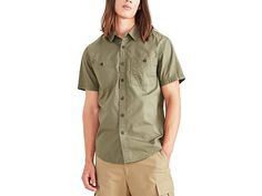 Dockers Regular Fit Short Sleeve Utility Shirt - Men's Clothing : Camo Green/Solid (Rip Stop) : Make a statement with your sleek look when you head out for your work wearing the Dockers Regular Fit Short Sleeve Utility Shirt. Regular fit. Point collar shirt with short sleeves. Patch pockets on the chest with button detailing. Shirttail hemline. Buttoned closure. 100% cotton. Machine washable. Imported. Darkest Black Color, Utility Shirt, Dockers Men, Collar Shirt, Sleek Look, Mens Big And Tall, Collar Shirts, Workout Shorts, Shirt Online