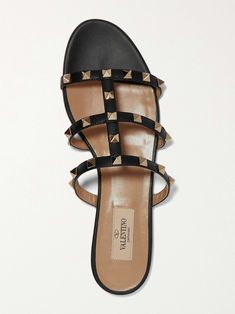 Designer Calf Leather Sandals With Studded Outsoles, Designer Studded Sandals For Summer, Designer Flat Sandals With Studded Outsoles, Designer Flat Sandals With Studded Rubber Outsoles, Perfect Pedicure, Valentino Sandals, Laura Lombardi, Valentino Garavani Shoes, Sophie Buhai