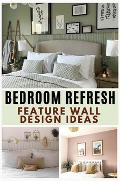 bedroom refreshh feature wall design ideas with pictures above the bed and below the bed