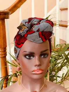 "Elegant Ankara Earrings and Head wrap, made with high quality, 100% African Fabric. Ankara Fabric. Please note that the head wrap is not pre wrapped. The picture is for inspiration only. Head Wrap: Ankara Fabric measures 68'' X 21\" Long Main material :100% Cotton Fabric For Matching Earrings: Your choice Made in United States Please feel free to contact me if you hope to know any other details. For any question please contact me. Thank you for visiting my shop" Adjustable Red Bohemian Turban, Adjustable Headwrap Headband As Gift, Handmade Adjustable Headwrap Gift, African Fabric Accessories, Ankara Earrings, Boho Head Wrap, African Head Wraps, Fabric Earrings, Chemo Caps