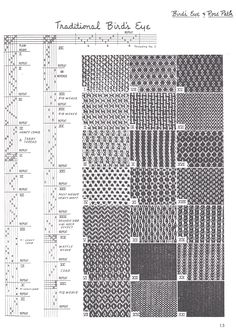 an old book with different patterns and sizes on the pages, including one in black and white