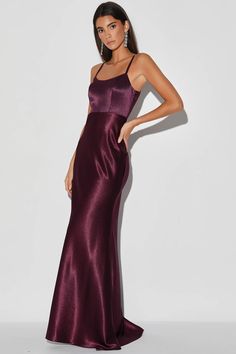 Chic Dark Purple Dress - Satin Maxi Dress - Mermaid Maxi Dress - Lulus Purple Satin Dress, Purple Formal Dress, Dark Purple Dresses, Purple Silk Dress, Mermaid Maxi Dress, Purple Prom Dress, Prom Dress Inspiration, Cute Prom Dresses, Pretty Prom Dresses