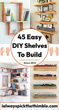 Making DIY shelves is a rewarding and practical home improvement project that enhances your living spaceLearn how to build wall shelves with these 45 unique and easy DIY shelving ideasranging from modern DIY shelves to solid wood floating shelf projectsDetailed step-by-step instructions are available for freeguiding you through the process of building shelves for various purposesThe guide includes how to make shelves that are both functional and aesthetically pleasingsuch as homemade floating s Wooden Floating Shelves Corner, Wooden Wall Shelves Bedroom, Cool Diy Shelves, Diy Narrow Wall Shelf, Diy Wall Shelf For Books, Cheap Floating Shelves Diy, Living Room Wall Shelving, Diy Wooden Wall Shelves, Diy Wood Shelves Wall Shelves