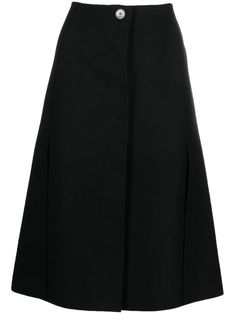 Shin Length Skirt, Midi Skirt Black, Yoko London, City Dress, Black Midi Skirt, Summer Beach Wear, Skirt Black, Black Wool, Lanvin