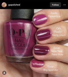 Opi Feeling Berry Glam, Opi Magenta Nail Polish, Opi Feelin Berry Glam, Opi Berry Colors, Raspberry Nail Polish, Berry Color Aesthetic, Berry Nail Color, Mulberry Nails, Opi Jewel Be Bold