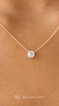 A classic diamond pendant, this Threaded Necklace features a sparkling diamond held in a dainty triple-prong setting. Choose from natural or lab-grown diamond, and 14k yellow, rose, or white gold, to create your perfect pendant at melaniecasey.com! Unique Diamond Pendant, Small Diamond Necklace, Dainty Gold Chain, Floating Diamond Necklace, Melanie Casey, Dainty Diamond Necklace, Thread Necklace, Loose Ends, Gold Jewelry Simple