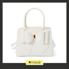 in stock White Satchel Evening Bag, White Handheld Satchel For Evening, White Evening Bags With Adjustable Strap, Chic White Satchel Bag, Chic White Bags With Double Handle, Chic White Satchel With Top Carry Handle, Chic White Handheld Bag, Chic White Satchel With Handles, White Formal Tote Bag