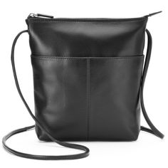 "Sleek, stylish and crafted from genuine leather, this ili crossbody bag is perfect for any occasion.HANDBAG FEATURES Genuine leather construction Silver-tone hardware HANDBAG DETAILS 8''H x 9''W x 2''D Adjustable crossbody strap: 28"" drop Top zipper closure Exterior: slip pocket & zip pocket Interior: zip pocket Leather  Size: One Size. Color: Black. Gender: female. Age Group: adult. Pattern: Solid. Material: Faux Leather." Chanel Handbags Tote, Chanel Handbags Classic, Accessories Guide, Leather Crossbody Bags, Minimalist Bag, Brian Atwood, Leather Shoulder Handbags, Black Leather Crossbody Bag, Drop Top