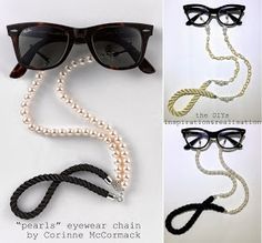 Turn Your Glasses Into Jewellery With This DIY Eyeglass Chain Project. Diy Lanyard, Eyewear Chain, Eyeglass Strap, Eyeglass Accessories, Eyeglass Necklace, Glasses Chains, Diy Braids, Dear Baby, Pearls Diy