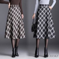 Lasaky - Cozy and Casual Half-Skirt Sweater Outfit Plaid Lined Skirt For Winter, Winter Skirt With Pockets, Plaid Skirt With Pockets For Winter, Skirt Sweater, Wrap Sweater Dress, Half Slip, Half Skirt, Wrap Sweater, Sweater Set