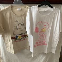 Gap X Peanuts Snoopy T-Shirts Set *New With Tags, Unworn *Size Large *(1) Tan T-Shirt With Snoopy Floral Printed Graphic *(1) White T-Shirt With Snoopy & Woodstock Kindness Graphic *Short Sleeve *Round Neckline *Materials: Cotton Gap White Graphic Print T-shirt, White Gap T-shirt With Graphic Print, White Graphic Tee By Gap, White Gap Graphic Tee, Gap White Graphic Tee T-shirt, Trendy Cotton Gap T-shirt, Gap Tops For Spring Streetwear, Cute Gap Cotton T-shirt, Gap Cotton Top With Cartoon Print