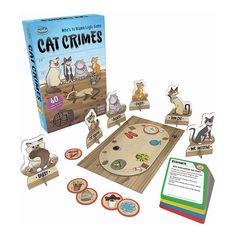 the cat crimes board game is on display