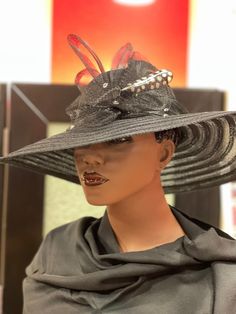 A sleek black Zulu hat . This is a summer hat that is sure to turn heads . Don't delay order your today . Zulu Hat, Church Suits And Hats, Dressy Hats, Tea Hats, African Hats, Black Church, Church Hat, Bridal Hat, Hat Wide Brim