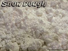 the words snow dough are written in black and white