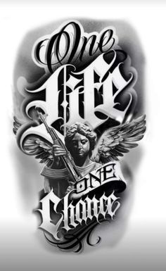 an old school style tattoo design with the words one fine, one alive on it