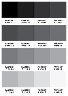 the different shades of gray and black are shown in this chart, which shows each color