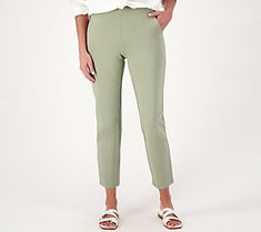 Wear these sleekly refined ankle pants with some flats and a printed top to create a stylish look that's easy to flaunt. From Belle by Kim Gravel. Summer Tapered Leg Elastane Pants, Summer Stretch Tapered Leg Pants, Stretch Bottoms For Business Casual In Summer, Stretch Bottoms For Business Casual Summer Wear, Stretch Pants For Business Casual In Summer, Spring Stretch Workwear Pants, Stretch Pants For Summer Business Casual, Summer Stretch Pants For Business Casual, Stretch Summer Office Bottoms