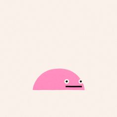 a pink object with eyes and nose drawn on it's side, against a white background