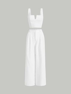 White Top And Pants Outfit, White Pants And Top Outfit, All White Party Outfits For Women, All White Yacht Party Outfit, Simple Graduation Outfits, White Top Outfit Classy, Shein Dress Party, All White Outfits For Women, White Party Outfits Women