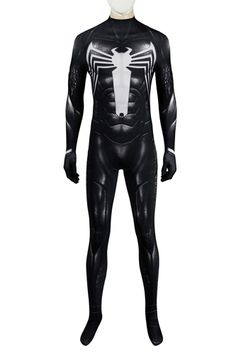 the amazing spider - man cosplay costume with black and white mask, full body suit