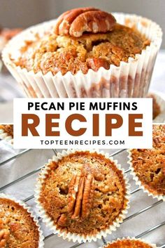 pecan pie muffins with text overlay