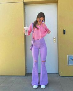 Baggy Mom Jeans, Jeans Women High Waist, Fashion Purple, Pants Y2k, Mid Waist Jeans, Purple Jeans, Stylish Jeans, Jeans Wide, Purple Outfits