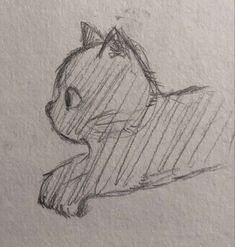 a pencil drawing of a cat laying down