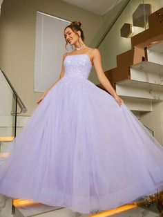 A-Line/Princess Tulle Beading Spaghetti Straps Sleeveless Floor-Length Dresses Purple Formal Dresses, Prom Dresses Purple, Purple Dresses Formal, Dresses Purple, Stunning Prom Dresses, Prom Dress Inspiration, Styl Glamour, Cute Prom Dresses, Pretty Prom Dresses