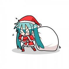 . Miku Christmas, Miku Chibi, Chibi Christmas, Christmas Lockscreen, Chibi Body, Anime Lock Screen, Miku Hatsune, Silly Cats Pictures