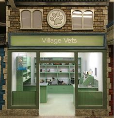 the front entrance to village vets with dogs inside