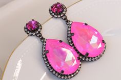 HOT PINK Earrings, Magenta Earrings, Boho Earrings, FUCHSIA Crystal Earrings, Dark Pink Black Earrings,Pink Statement Drop Earring Earrings details: Metal: Brass - nickel free Plating finish: rose gold plated / Silver plated / Gold Plated / black plated(nickel free) Gemstone: Crystal Size: 2.2 cm x 4 cm (0.86 inches x 1.57 inches) The earrings will be packed in a gift box. Ready to ship 1-3 days, FOR MY EARRINGS COLLECTION HERE: https://www.etsy.com/il-en/shop/rebekajewelry?section_id=14222612&a Pink Pierced Jewelry For Formal Occasions, Glamorous Pink Teardrop Earrings, Pink Teardrop Earrings For Party, Pink Teardrop Jewelry For Party, Pink Teardrop Jewelry For Evening, Pink Jewelry With Matching Earrings For Party, Handmade Pink Earrings For Evening, Handmade Pink Evening Earrings, Glamorous Pink Earrings For Gift