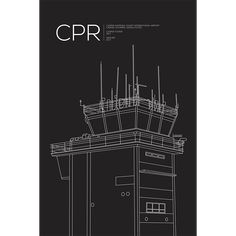 a black and white drawing of a building with the words crr written on it