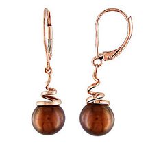 With brown cultured freshwater pearls, these spiral earrings are a gorgeous addition to your day! Brown Pearls Jewelry, Brown Pearls, Rose Gold Dangle Earrings, Brown Pearl Earrings, Chocolate Pearls, Rose Gold Brown, Brown Earrings, Freshwater Pearl Earrings, Buy Earrings