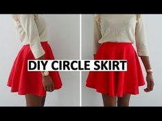 two pictures of a woman wearing a skirt with the words diy circle skirt