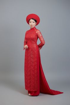 Wedding ao dai. Vietnamese long dress in spectacular red lace.   MEASUREMENTS, SHIPPING TIME ETC.: Free custom fit; we will send you a link to our simple online measurement form within 24 hours of receiving your order. Please allow 3-4 weeks (total) for custom tailoring and shipping, once measurements are received. Please note; we make every effort to ensure our photos accurately represent the true colors of each garment, but due to the nature of different devices, screen brightness, lighting co Elegant Ao Dai With Lace Sleeves For Wedding, Elegant Wedding Ao Dai With Lace Sleeves, Elegant Red Ao Dai For Ceremonies, Elegant Red Ao Dai For Ceremony, Fitted Lace Ao Dai With Long Sleeves, Ceremonial Ao Dai With Lace Sleeves, Elegant Red Ao Dai For Banquet, Elegant Ao Dai With Lace Sleeves For Ceremony, Elegant Red Ao Dai For Evening