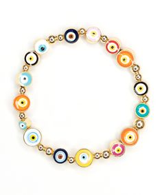 Gilded Good Luck Bracelet - 2.0 - April Soderstrom Gold Beaded Evil Eye Bracelet For Friendship, Gold Beaded Bracelet With 8mm Beads For Festival, Gold Evil Eye Jewelry For Festivals, Gold Spiritual Evil Eye Bracelet For Everyday, Gold Hand-strung Evil Eye Bracelet For Friendship, Gold Round Evil Eye Bracelet For Friendship, Gold Evil Eye Bracelet For Friendship, Bohemian Gold Evil Eye Bracelet Hand-strung, Adjustable Gold Evil Eye Bracelet For Everyday