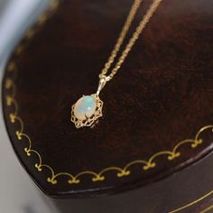 14K Gold Opal NecklaceNecklace Gold Opal Necklace, Rainbow Topaz, Lace Necklace, Crystal Wand, Healing Power, Welo Opal, Opal Necklace, Natural Opal, Trendy Jewelry