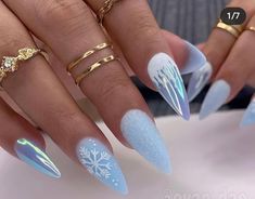 Nail Inspiration Stilleto, January Acrylic Nail Ideas, Snow Nails, Winter Nails Acrylic, Her Nails, Christmas Nails Acrylic, Nagel Inspo, Xmas Nails, Christmas Nail Designs