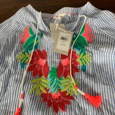 Women’s Boden Top. Never Worn With Tags Embroidered Blouse, Size 2, Top Blouse, Blouses, Womens Tops, Tags, Red, Women Shopping, How To Wear