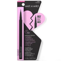 Get ready for the sharpest lines ever! This waterproof liquid eyeliner features a tapered brush tip that measures less than 0.1mm for the top precision you've ever seen. Rated for wear up to 16 hours, this black eyeliner is your new best friend for achieving flawless looks, every time. Wet n Wild starts as everyone's first and remains a lifelong destination for vibrant and accessible beauty. Delivering over 40 years of trend-forward and all-inclusive innovations, we are your trusted beauty Wet And Wild, Waterproof Liquid Eyeliner, Kiss Makeup, Black Eyeliner, Disposable Tableware, Wet N Wild, Bar Drinks, Baby Wipes, Nyx Cosmetics