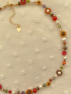 Clementine Necklace Delicate Autumn Flower Necklace Dainty Seed Bead Choker - Etsy Beaded Chocker Ideas, Bead Necklace Designs, Indie Necklaces, Beaded Necklace Flower, Flowers Necklaces, Flower Bead Necklace, Flower Beaded Necklace, Jewelry Making Ideas, Beaded Flower Necklace